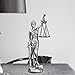 KalyZ@rts Lady Justice Statue 8 inch Resin Sculpture with Sword & Scales, Symbol of Fairness, Lawyer Office Decor, Law Student Gift, Bookshelf Ornament Home & Office Decoration - Antique Silver