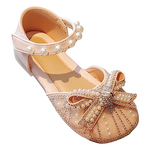 Slides Girls Dress Shoes Cute Bow Mary Jane Shoes Ballerina with Satin Ankle Tie for Birthday Party Dressy Sandals for Girls