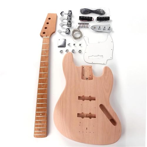 Unfinished Guitar Body Diy 4 String Electric Jazz Bass Kits Roasted Maple Neck And Fingerboard Mahogany Body With All Hardware