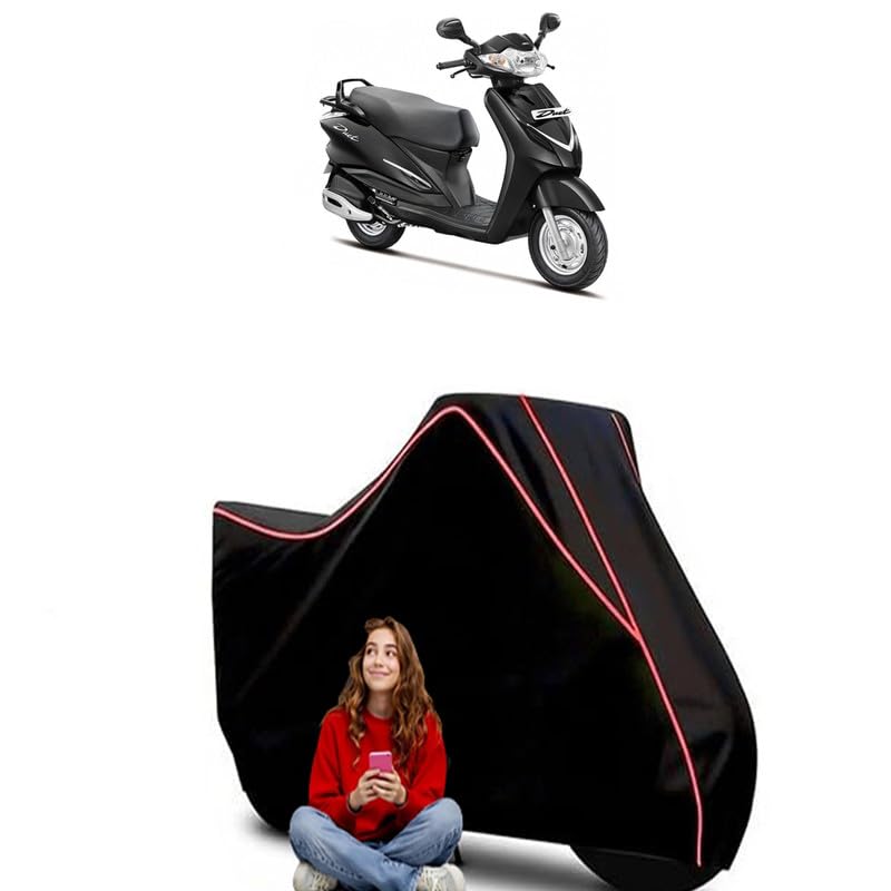 Image of Duet 125 CC Scooty Bike Cover Water Resistant Outdoor Use Universal Fit Scooters Motorcycles Heavy Duty UV Protection Dust Rain Scratch Resistant Elastic Bottom Black Blue Piping