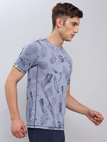 Image of TECHNOSPORT Men Polyester Regular Fit Half Sleeve Jacquard T-Shirt with Double Cool, Quick Dry & Anti Microbial for Sports, Running & Casual Use