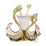 Violiica Legiertes Geschirrset mit Schwanenfußhalter, 6 Löffeln und 6 Gabeln für Kaffee, Dessert und Vorspeisen, goldene oder silberne Ausführung