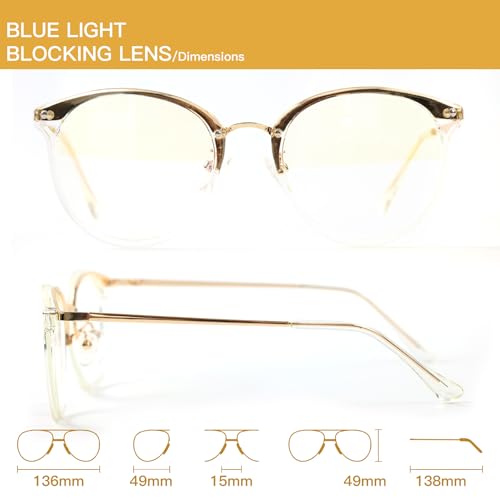 Image of Blue Light Glasses for Women Retro Round Gaming Glasses Anti Blue Ray Computer Screen Glasses Men Reading Glasses