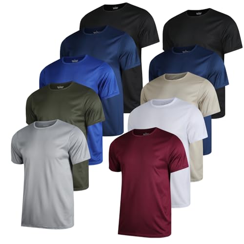 FMTYYPYDFS 10er-Pack Rundhals-T-Shirts für Herren, Rundhalsausschnitt, kurzärmelig, Sport-T-Shirt, Schwarz/Weiß/Grau/Armeegrün/Marineblau/Königsblau/Weinrot/Khaki, XL FMTYYPYDFS 10er-Pack Rundhals-T-Shirts für Herren, Rundhalsausschnitt, kurzärmelig, Sport-T-Shirt, Schwarz/Weiß/Grau/Armeegrün/Marineblau/Königsblau/Weinrot/Khaki, XL