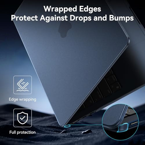 Image of BlueSwan for MacBook Air 13 inch Case, M5-M2 2026-2022 A3240 A3113, 100% Match Official Color, Scratch Resistant, Easy to Snap on, Hard Shell Protective Laptop Cover- Midnight