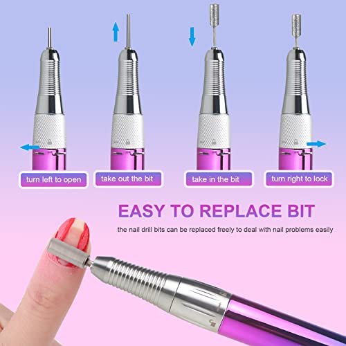 Electric Nail Drill Machine,Lumcrissy Professional Colorful Rechargeable 35000 Rpm Nail Drill Portable E-File With Battery,Portable Electric Nail File , Professional Nail Tools For Manicure Pedicure #TOP7