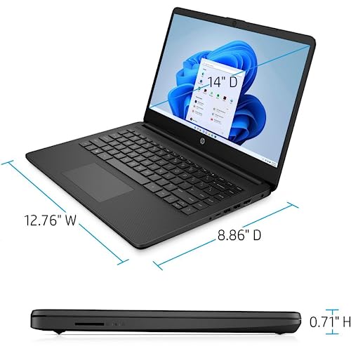 Image of HP Portable Laptop, Student and Business, 14 inch HD Display, Intel Quad-Core N4120, 4GB DDR4 RAM, 64GB eMMC, 1 Year Office 365, Webcam, SD Card Reader, HDMI, Wi-Fi, Windows 11 Home, Black, KKE Mousepad