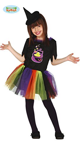 Preisvergleich Produktbild Guirca Bunte Kinder Hexe mit Tütü Kleid Hexenkostüm Gr. 98-146, GröÃe:98 / 104