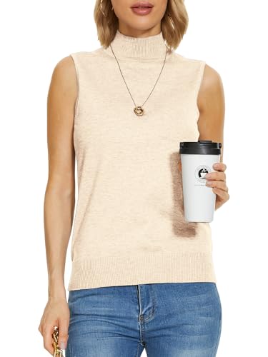 Image of INKOFF Sleeveless Mock Neck Turtleneck Knit Tops Women Dressy Casual Sweater Vest Business Work Tank