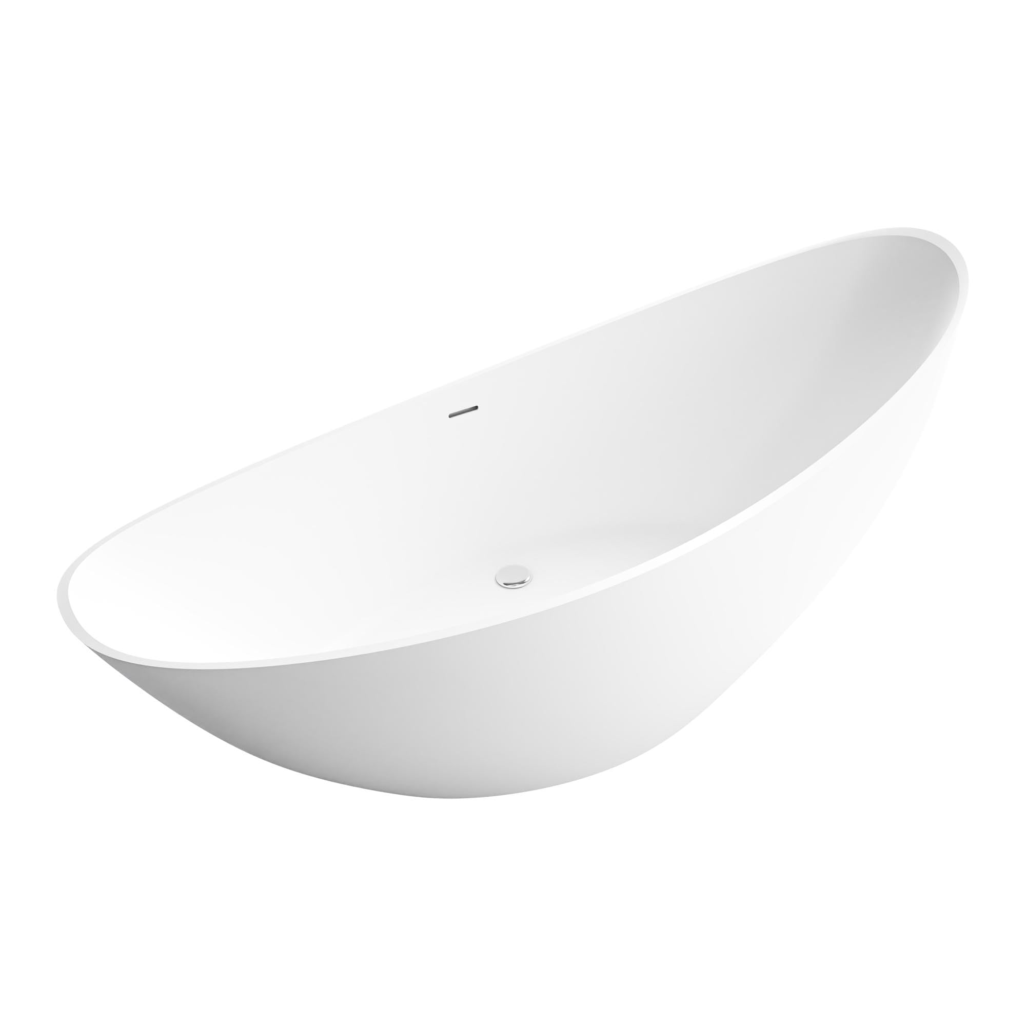 BERNSTEIN - Baignoire îlot ovale Blanc mat Acrylique + Bonde et trop plein, 285L - 184x79x77cm (lxLxH) - VICE 2.0