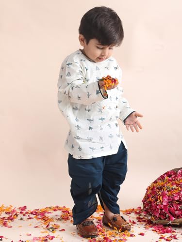 Image of POLKA TOTS Premium Cotton Dhoti Kurta Set for Kids Boys | Traditional Angrakha Style Ethnic Wear for Boys | Kurta Dhoti Set for Kids | Festive & Wedding Clothing Set for Baby
