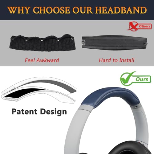 Image of SOULWIT Protein Leather Headband Cover for Sony WH-CH710N /WHCH710N /WHCH710 /CH710 (Do Not Fit WH-CH700N /WH-CH720N) Headphones, Replacement Headstrap Pad Repair Part - Navy Blue