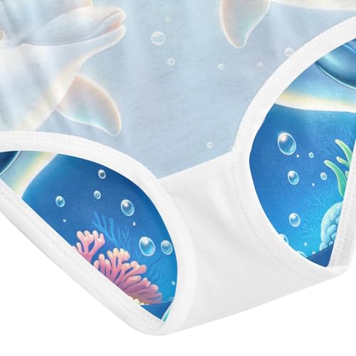 Cute Dolphin Blue Toddler Underwear, Cotton Underwear for Girls, 2T–8 Years4