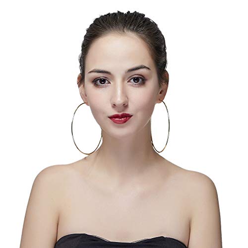 Extra Large Non Pierced Earrings for Women Men - Big Round Circle Clip On Huggie Hoop Earrings Hypoallergenic3