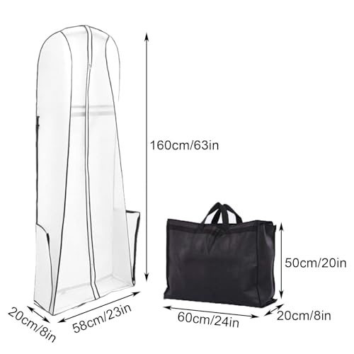 Wedding Dress Garment Bag, Garment Bags for Travel with Handles, Gown Garment Bag for Long Dresses, Garment Bags for Hanging Clothes Travel, Length 63/71/79 Inch3