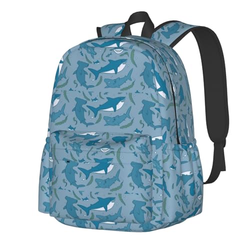 Shark And Seaweed Laptop Backpack Shoulder Bag Laptop Pack Travel Backpacks Commuter Back Pack Casual Daypack Bags With Side Pockets