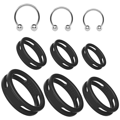 BDSMAGE Penisringe 9 Set,6 Cockringe Silikon mit 3 Eichelringe Edelstahl,multifunktional Penisring Hodenring Cockring Eichelring Sex Spielzeug für die Paare Männer extrem (Transformierbar)