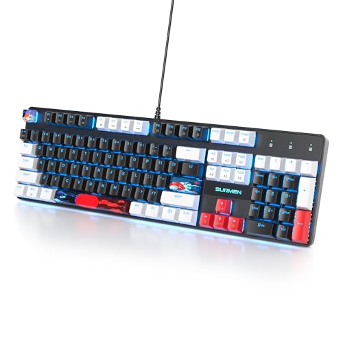 Image of RGB Gaming Keyboard, 104-Key Wired Mechanical Keyboard, Creamy with Number Pad, Linear Red Switch NKRO, Full Size for Windows Laptop PC Gamer