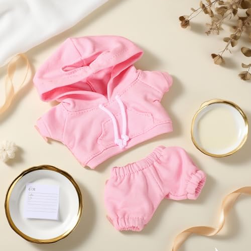 Image of 6.7 Inch Doll Clothes Set, Fun Fashion Doll Hoodies & Pants Cute Practical Costume Accessories for Figure Dressing (Pink)