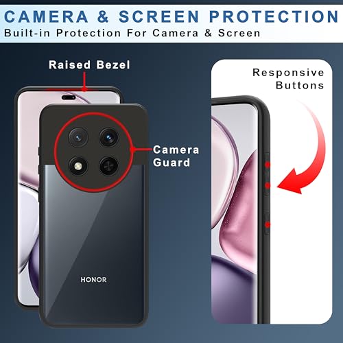 Image of CEDO Backcover for Huawei Honor X9c (5G) | Camera Protection Bump Shockproof Edge | Ultra Hybrid Transparent Acrylic Clear TPU+PC Hard Backcase Cover (Black)