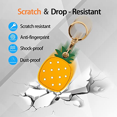 Image of Leather Keychain Case Holder Compatible with Apple AirTag, GPS Airtag Keychain Finder Tracker with Key Ring, Anti-Scratch Protective Air Tag Cover | Leather
