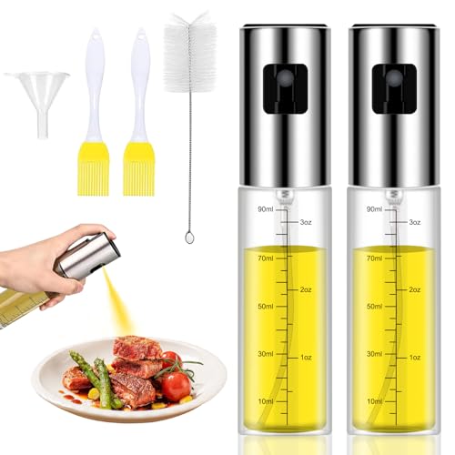 Woobroo Spray Huile Cuisine, 2 Pièces 100ML Air Fryer Oil Spray Huile Cuisine, Huile en Spray Cuisine Alimentaire Pour Et Friteuse D'air Anti Goutte, Convient Pour le...
