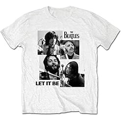 The Beatles Vintage Rock T-Shirt Let It Be T-Shirt Unisexe en Coton Blanc, 2XL - Les Beatles, Paul McCartney, John Lennon, RIngo Starr, George Harrison