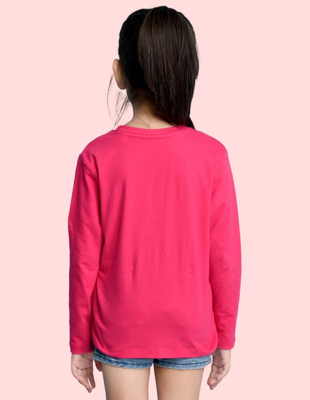 Image of Nusyl Girls Full Sleeves T-Shirt for Kids | Cute Printed Casual Wear | Soft Cotton Blend | Comfortable Regular Fit | 2-16 Years | Multiple Colors