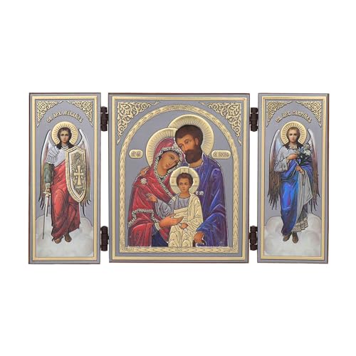 Nklaus - Sagrada Familia Icono Tríptico Cristiano Madera Viaje Altar - 12x21cm - Cristiano 16515