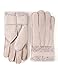 YISEVEN Women's Winter Sheepskin Shearling Leather Gloves Wool Lined Furry Cuffs Sherpa Merino Thick Soft Warm Fur Lining for Cold Weather Driving Gifts, Pale Pink Suede Large