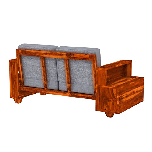 Image of Sheesham Wood 2 Seater Sofa | 2 Seater Sofa with 2 Drawer Storage | Wooden Sofa Set Furniture for Living Room Home Office (2 Seater,Honey Finish)
