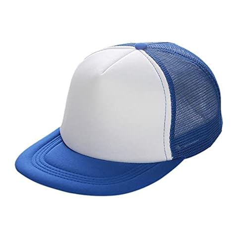 Unisex Mesh Baseball Cap Trucker Baseball Cap Adjustable Mesh Cap Baseball Cap with Flat Brim Snapback with Airy Power Supply - Blue - One size Cover