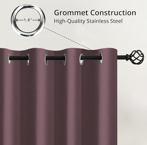 Image of Cloth Fusion 100% Blackout Window Curtains 5 Feet Long Set of 2 with Blackout Lining, Double Layer Room Darkening Parda with Stainless Steel Grommets for Home Decor (5x4 Feet, Deep Purple)