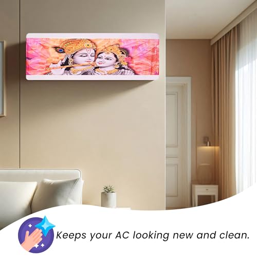 Image of Printed Split Ac Cover Indoor Unit For 1.5 Ton Capacity AC, Inner Unit Ac Cover, All Weather Cover /Attractive Digital Prints /Dustproof /Silken water-resistant Split Ac Cover (Radha Krishana)