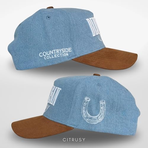 Image of Vintage Western Trucker Hat | Men & Women | Country Cute Caps for Cowgirls Cowboys | Camo Denim Embroidered Cotton | Snapback