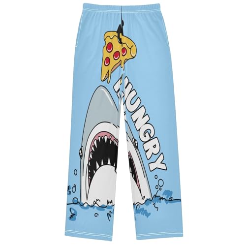 Boy's Pants Hungry Shark Slice of Pizza Jogger Pants Elastic Waist Long Bottoms Trousers with Pockets 6-14 Years