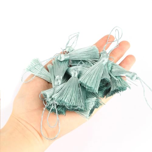 Image of 48Pcs Mini Bookmark Tassels Handmade Keychain Silky Tassel