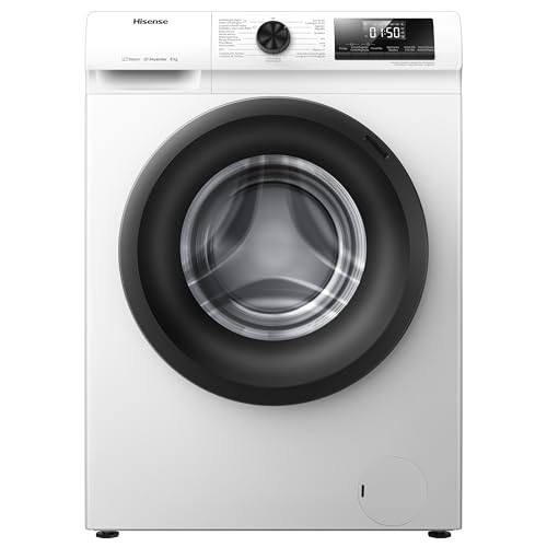 Hisense WFQP8014EVM - Lavadora con Vapor, Clase A, Carga Frontal 8 Kg, 1400 rpm, 16 Programas, Control de balanceo inteligente del tambor, Display LED, Programa rápido, Bloqueo Infantil, Blanco