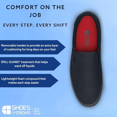 Shoes For Crews Unisex Slip-On Work Shoes - Comfortable, Water-Resistant & Non-Slip Footwear for Men & Women - Ideal for Food Service, Healthcare & Hospitality Professionals - Merlin Slip-On2