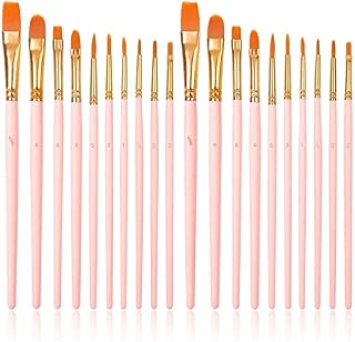 Paint Brushes 20 PCS Nylon Hair Paint Brushes Set for Acrylic Oil Watercolor Gouache Painting Face Paint Brushes for Children and Adults