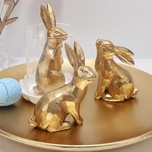 Glintoper 3 Pack Easter Bunny Figurines Decor, Mini Resin Golden Bunnies Spring Sculpture Tabletop Ornament, Rabbits Festival Present for Garden Home Table Office Dining Room Mantle Party Supplies Glintoper 3 Pack Easter Bunny Figurines Decor Mini Resin Golden Bunnies Spring Sculpture Tabletop Ornament Rabbits Festival Present for Garden Home Table Office Dining Room Mantle Party Supplies
