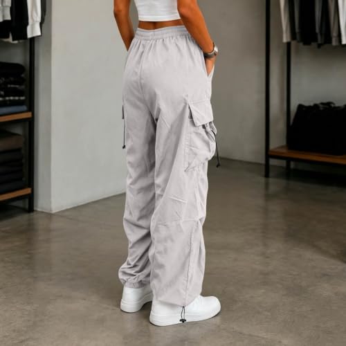 Women's Cargo Pants Drawstring Waist Wide Leg Utility Work Trousers - image 3