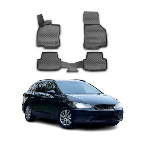 Tapis de sol Seat Leon durable haute finition en caoutchouc noir
