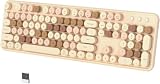 KEQTFT 104 Keys Wireless Keyboard Bluetooth & 2.4G USB, Milk Tea Colorful