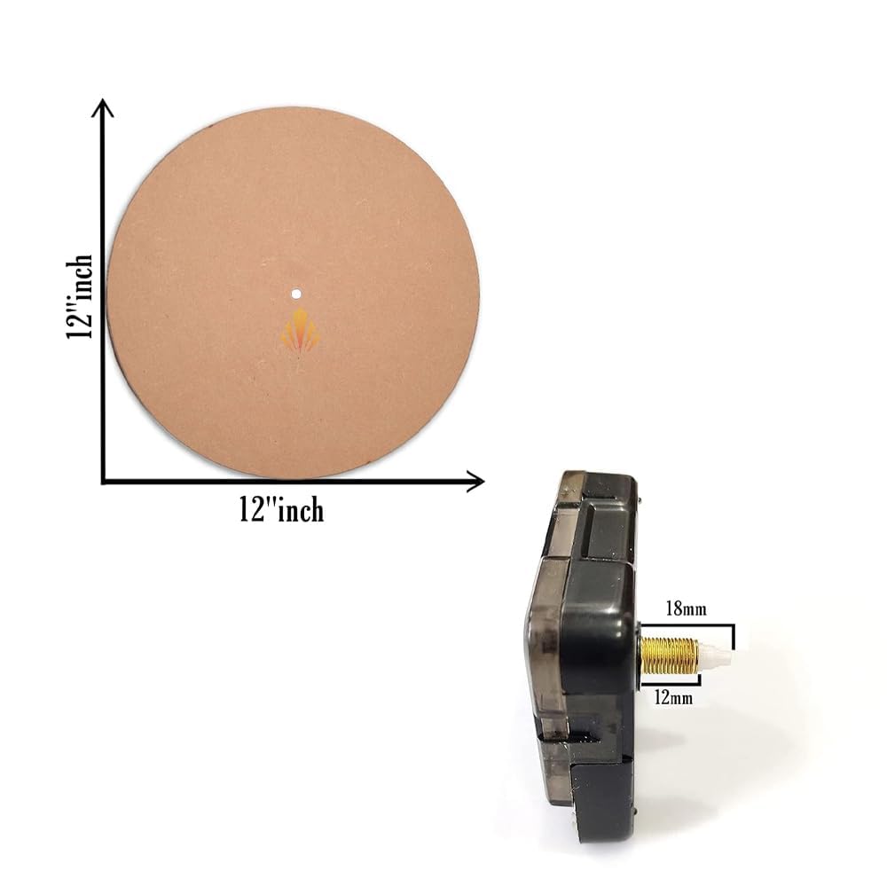 SKYVILLA DIY Resin Clock Making Kit 12 Inch Round MDF Base (4.5mm) with Roman Numbers | 18mm Quartz Clock Movement & Fancy Needles for Resin Art Wall Clock