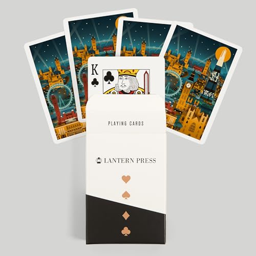 Lantern Press Naipes Poker London Retro Skyline 52 Pz miniatura 6