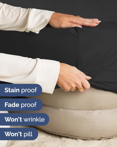 Image of Extra Deep Flex Top Split Head King Fitted Sheet - Hotel Luxury Single Fitted Sheet Only - Easily Fits 18 inch to 24 inch Mattress - Ultra Soft, Wrinkle Free w /Extra Deep Pockets - Black