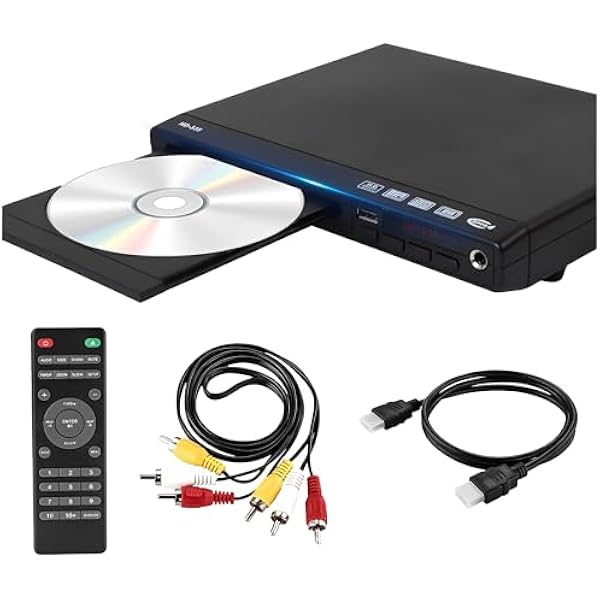 LICAEVEY Odtwarzacz DVD do Telewizorów Inteligentne Urządzenia Projektory, HDMI 1080P Mały Domowy Stereofoniczny Odtwarzacz CD z Pilotem USB do Odtwarzania Plików MP3 (wtyczka UE)