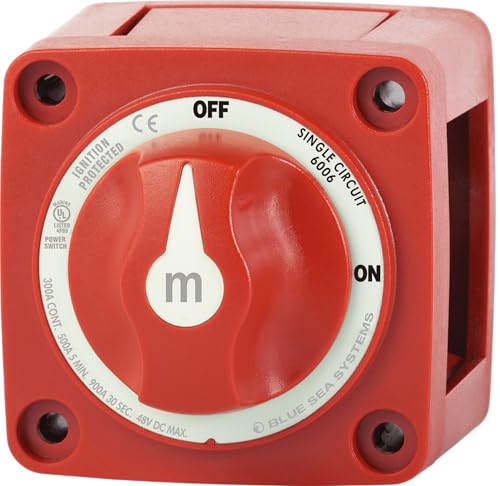Blue Sea Systems On/Off Battery Isolator Switch With Locking Key, Red, 6006 m‑Series