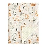 PHF Minky Baby Blanket with Double Layer and Soothing Raised Dotted Backing, Soft and Lightweight Reversible Receiving Blanket for Newborns, Infants, Babies, 30x40 Inches, Woodland&Forest
